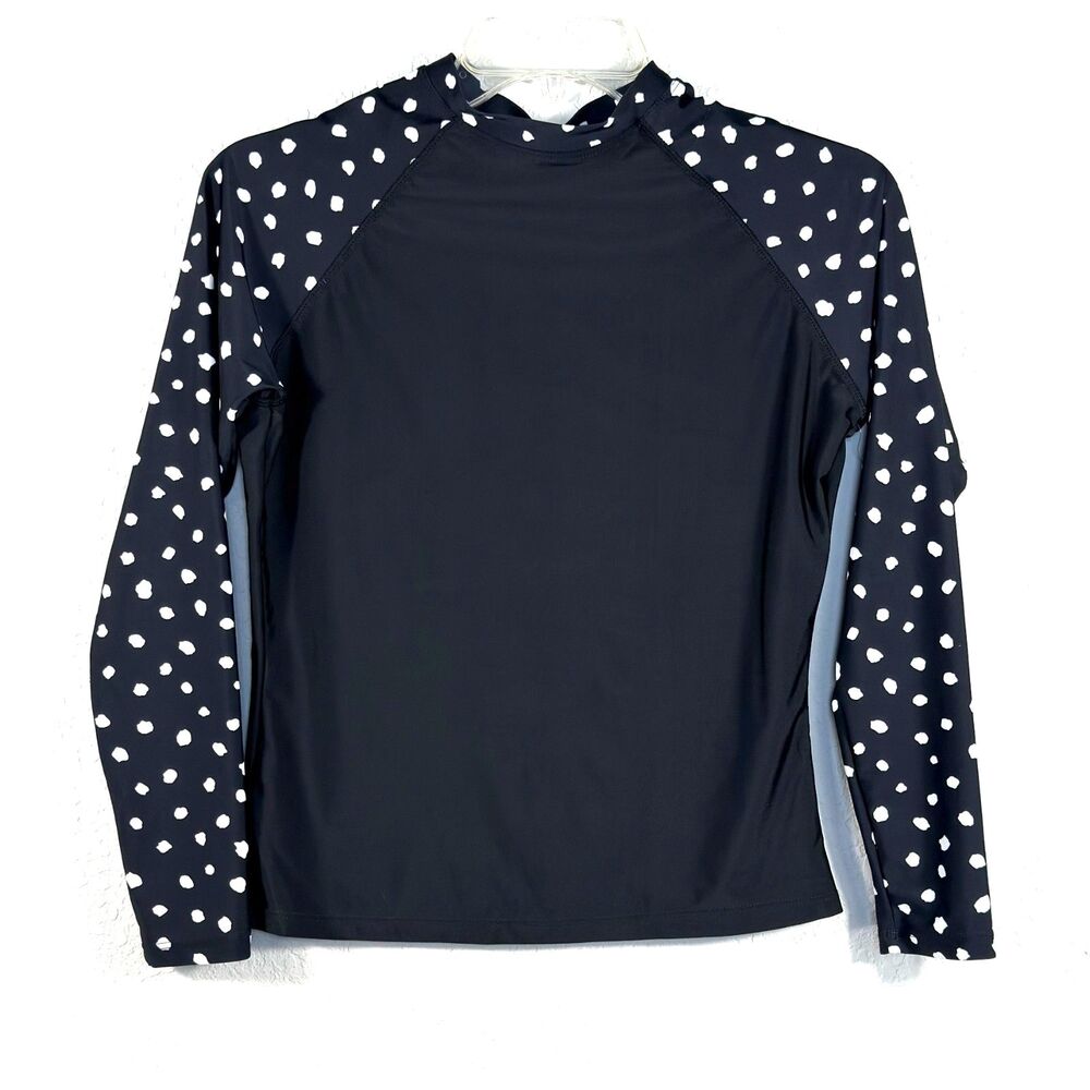 California Sunshine Black & White Polka Dot Rash Guard Long Sleeve Swim Shirt S - Picture 2 of 7